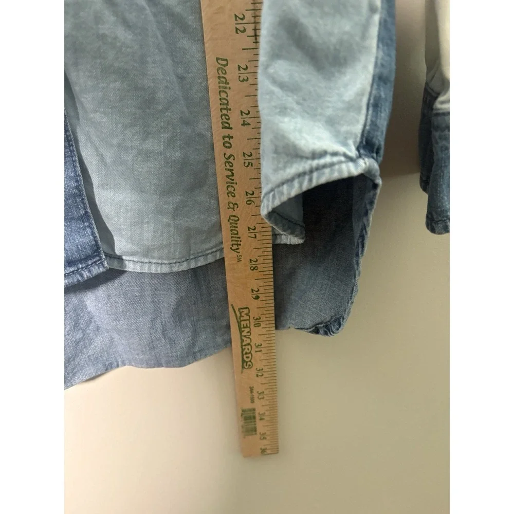 Wrangler Retro Womens Pieced Denim Western Pearl Snap Shirt Patchwork M Medium